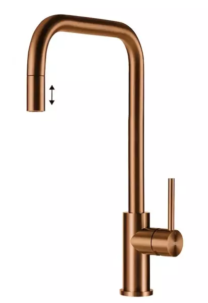 Lorreine Royal Spey Cuivre Robinet de cuisine en acier inoxydable PVD cuivre avec bec extractible SPEY-COPPER