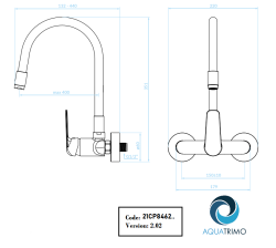 Robinet mural Aquatrimo Chopin en chrome avec bec haut flexible 21CP8462CM