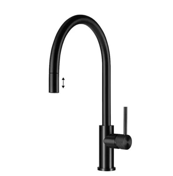 Lorreine Aire Luxx noir robinet de cuisine avec bec extractible et pivotant AIRE-BLACK-XX