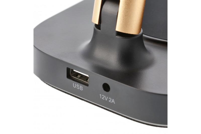 Decor Lampe de bureau Bressi 8W 450lm AC220-240V 3-CCT Charge sans fil USB PF>0 5 RA>80 Noir / Or 1208962479