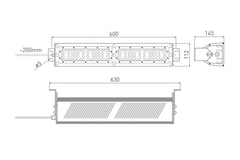 Lampe Highbay LED TEKSAS, 100W, 12000lm, AC100-240V, 50/60Hz, IP 65, angle de faisceau 60o, 4000K, gris 1208963207