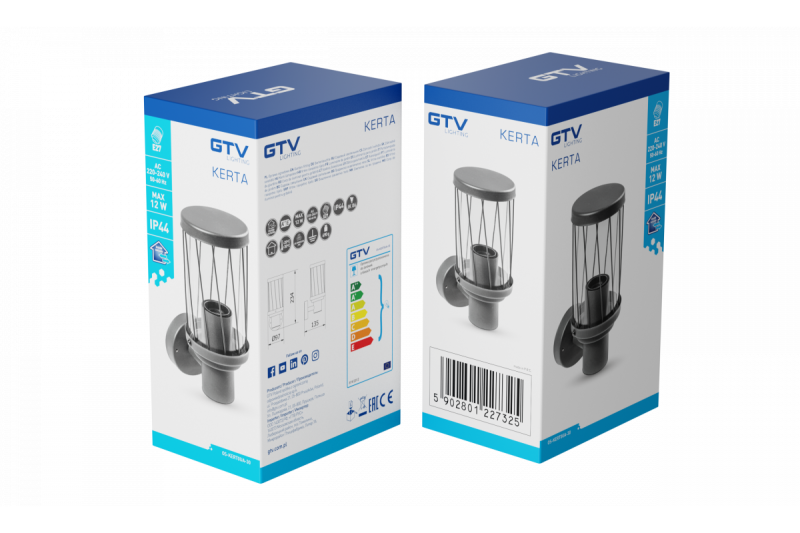 Decor KERTA-A lumière de jardin E27 MAX.12W IP44 AC220-240V 50-60Hz simple lampe murale graphite supérieure. 1208963906