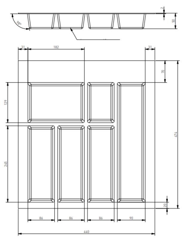 Decor Cutle Range-couverts Insert pour tiroir de cuisine 500 Blanc 1208966375