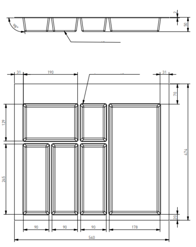 Plateau à Couverts Decor Cutle pour Tiroir de Cuisine 600 Blanc 1208966377