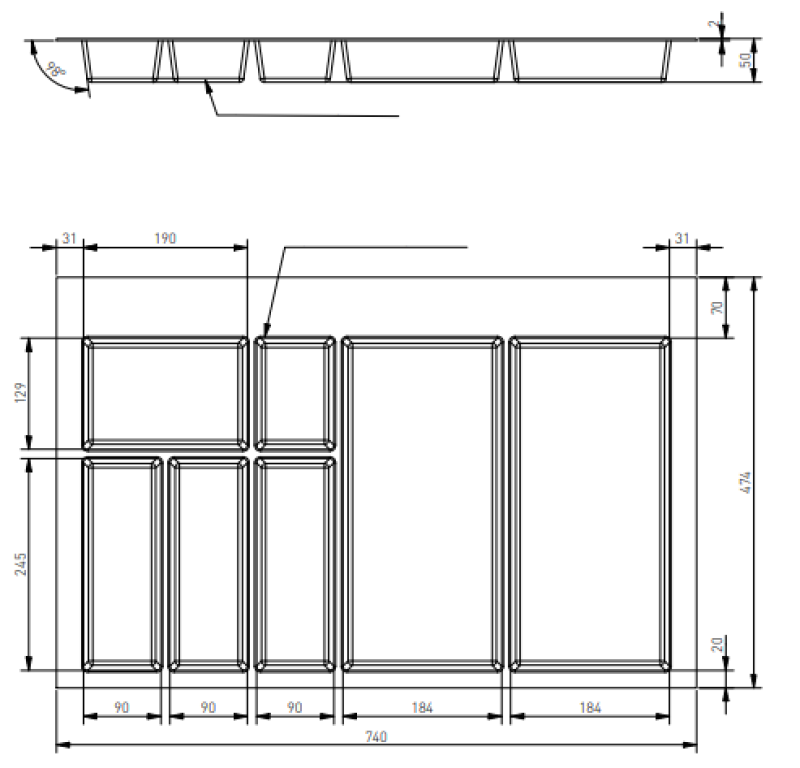 Décor Insert Cutle pour Tiroir de Cuisine 800 Axispace Blanc 1208966379