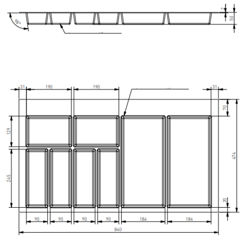 Décor Cutle Bac à Couverts Insert pour Tiroir de Cuisine 900 Blanc 1208966381
