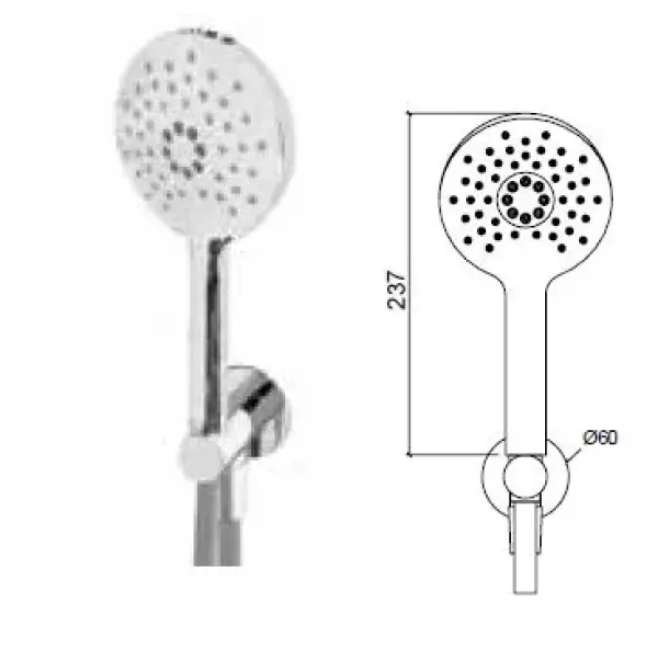 Waterevolution Flow ensemble de douche à main ronde complet avec raccord mural chrome - 3 modes - T1621R01