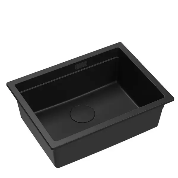 Quadri Newport II évier sous-plan en granit noir 560x450  mm inclus bouchon de vidange noir 1208966924