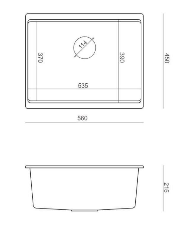 Quadri Newport II évier sous-plan en granit noir 560x450  mm inclus bouchon de vidange noir 1208966924