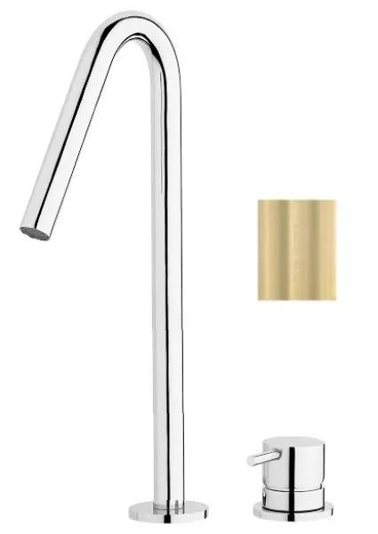 Waterevolution Flow de 2 trous robinet pour lavabo or clair avec bec haut V 120mm T1122VWGE