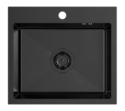 Quadri Dixton 50 évier en inox Nano PVD noir 500x450 mm avec trou pour robinet montage en surface 1208967082