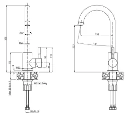 Quadri Coventry mitigeur de cuisine en acier inoxydable pvd noir brossé avec bec pivotant 1208967084