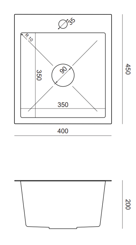 SET Quadri Dixton 40 évier en inox 400x450 mm avec trou de robinetterie montage en surface avec robinet de cuisine Quadri Coventry inox