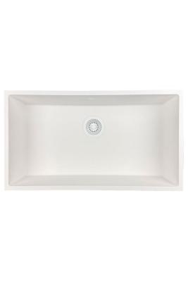 GraniteMy Universal évier en granit blanc grand 74x40 cm blanc, montage en surface, montage sous plan et affleurant avec bouchon blanc 1208967160