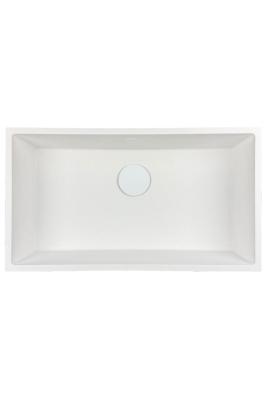 GraniteMy Universal évier en granit blanc grand 74x40 cm blanc, montage en surface, montage sous plan et affleurant avec bouchon blanc 1208967160