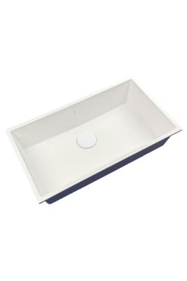GraniteMy Universal évier en granit blanc grand 74x40 cm blanc, montage en surface, montage sous plan et affleurant avec bouchon blanc 1208967160