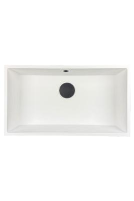 GraniteMy Universal évier en granit blanc grand 74x40 cm blanc montage en surface, sous-plan et affleurant avec bouchon noir 1208967161