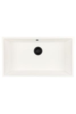 GraniteMy Universal évier en granit blanc grand 74x40 cm blanc montage en surface, sous-plan et affleurant avec bouchon noir 1208967161