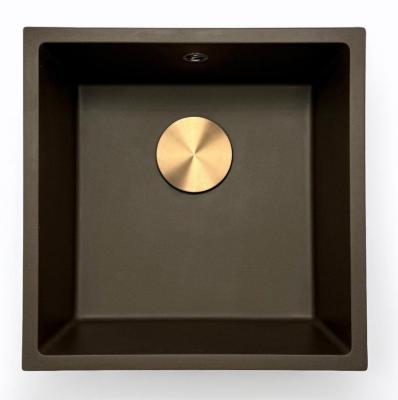 GraniteMy Évier en granit universel 40x40 cm montage en surface, sous-plan et à fleur avec bouchon en inox 1208967212