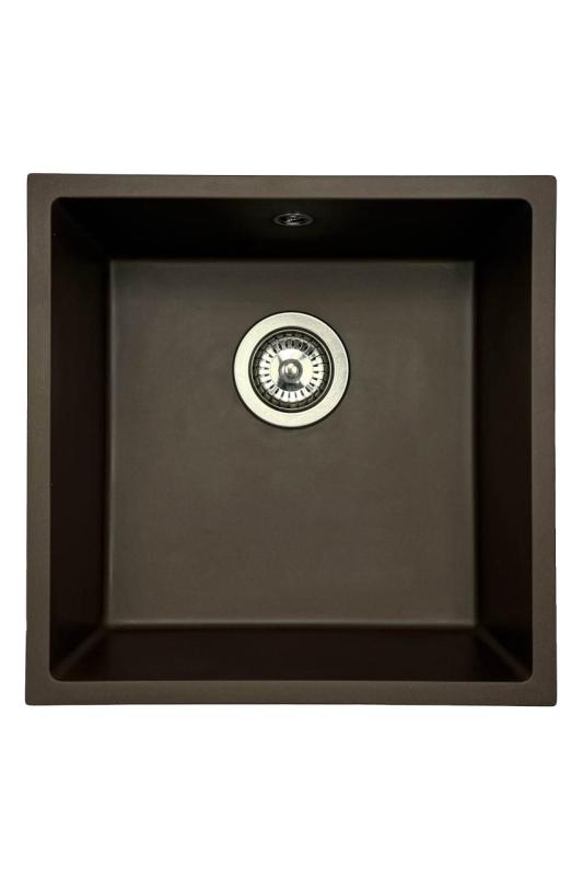 GraniteMy Évier en granit universel 40x40 cm montage en surface, sous-plan et à fleur avec bouchon en inox 1208967212