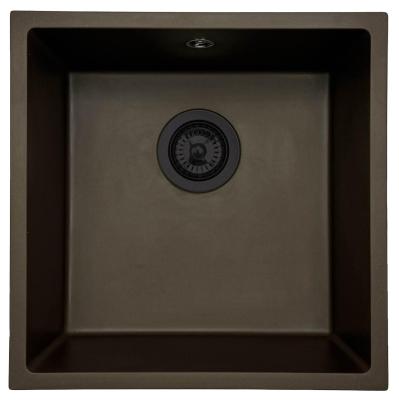 GraniteMy Évier de café universel en granit 40x40 cm montage en surface, sous-plan et affleurante avec bouchon noir 1208967216