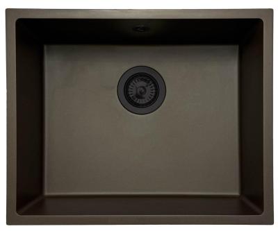 GraniteMy Évier de café universel en granit 50x40 cm montage en surface, sous plan et à fleur avec bouchon noir 1208967228