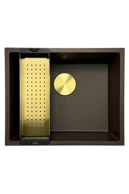 GraniteMy Évier universel en granit pour café 50x40 cm montage en surface, sous-plan et à ras avec bonde 1208967230