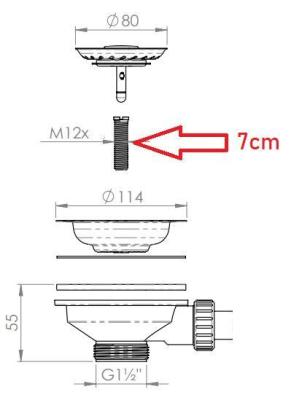 Vis à tête creuse en granit de 7 cm M12x70mm pour prolonger le jeu de chevilles pour matériaux épais 1208967255