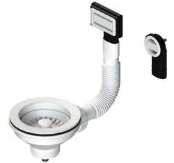 Granitemy kit de bouchons pour évier blanc mat, kit d'évacuation pour évier avec trop-plein rond et rectangulaire 1208967257