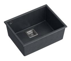 Quadri Quadrangle granit anthracite évier sous-plan 55x42cm avec bouchon en inox 1208967273