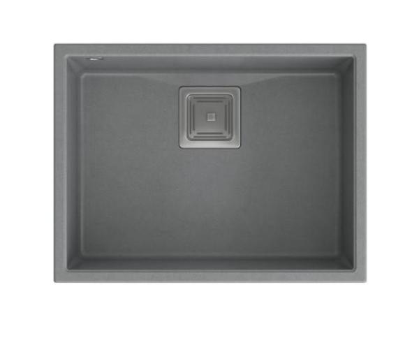 Quadri Quadrangle évier sous-plan en granit gris 55x42cm avec bouchon en inox 1208967274