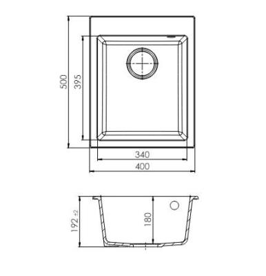 GraniteMy Bremen évier en granit blanc 40x50 cm montage en surface, sous-plan et à ras avec plage de robinetterie avec bouchon en inox 1208967284