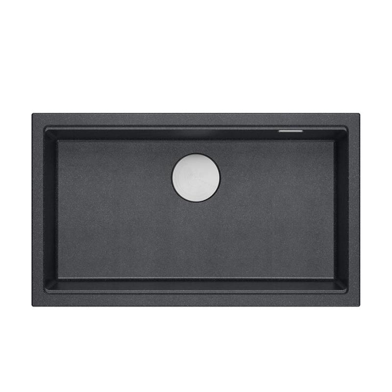 Quadri Newport II grand et profond évier en granit montage en surface et sous-plan anthracite évier 76x45cm avec bouchon en inox 1208967313