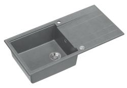 Quadri Luton évier en granit gris avec égouttoir réversible 100x50cm avec bonde en inox 1208967323