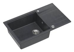 Quadri Luton évier à poser en granit anthracite avec égouttoir réversible 86x50cm avec bonde en inox 1208967333