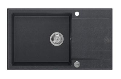 Quadri Luton évier à poser en granit anthracite avec égouttoir réversible 86x50cm avec bonde en inox 1208967333