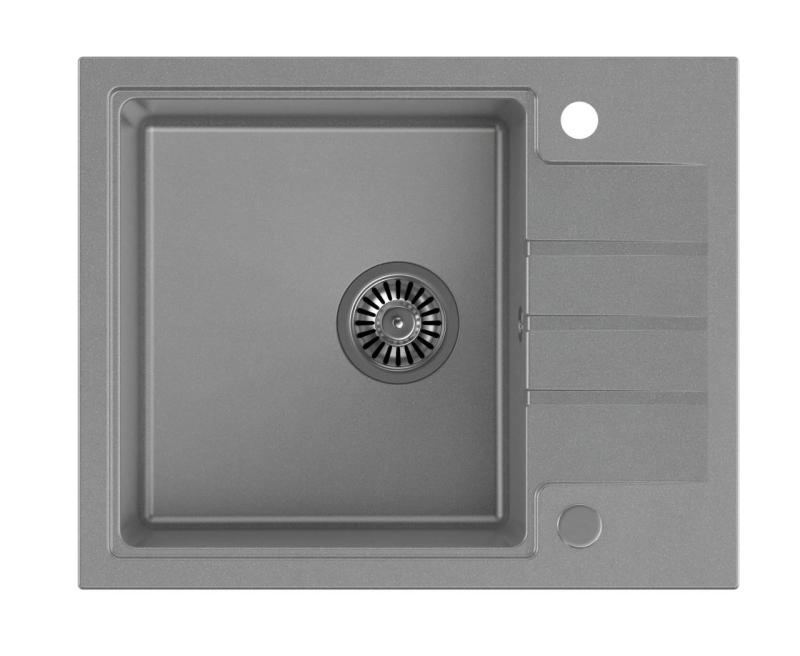Cardigan Quadri en granit gris avec évier intégré et surface d'égouttage réversible 62x50cm 1208967392