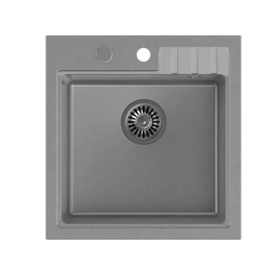 Quadri Cardigan évier pour montage en surface en granit gris 50x52cm avec trou de robinetterie banc 1208967395