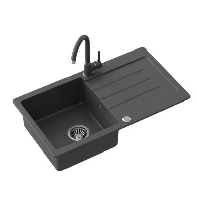 Quadri Kendal évier en granit anthracite avec égouttoir 77x44cm réversible 1208967397