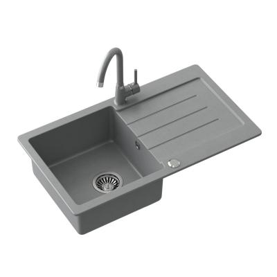 Quadri Kendal évier en granit gris avec égouttoir 77x44cm réversible 1208967398