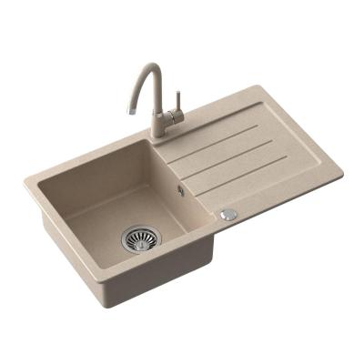 Quadri Kendal évier en granit beige sable avec égouttoir 77x44cm réversible 1208967399