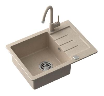 Quadri Kendal évier en granit beige sable avec égouttoir 60x44cm réversible 1208967402
