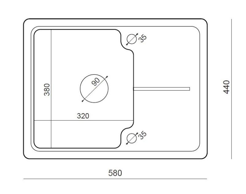 Quadri Kendal évier en granit anthracite 58x44cm avec égouttoir 1208967403