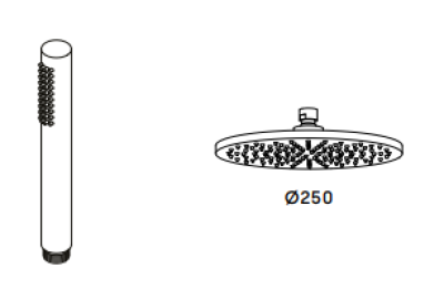 Waterevolution Flow ensemble de douche avec douche à effet pluie PVD cuivre brossé 250mm T141N25CPE