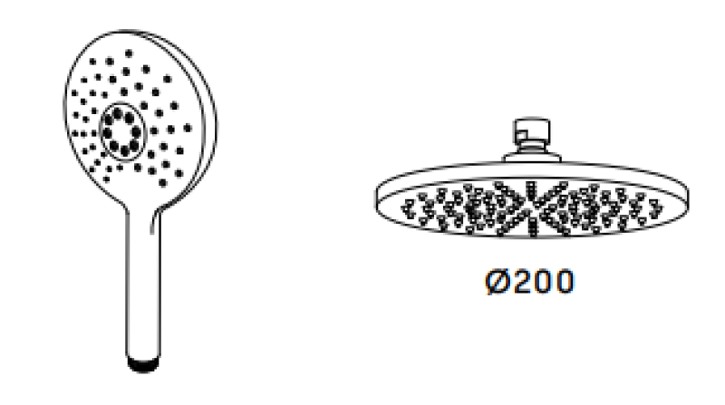 Waterevolution Flow ensemble de douche avec douche de tête PVD or White Gold 200mm T141NRWGE