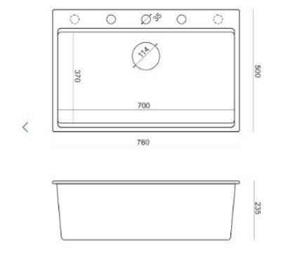 Quadri Hard Rock granit anthracite évier à poser grande cuve 76x50cm incluant bouchon en inox et accessoires 1208967442