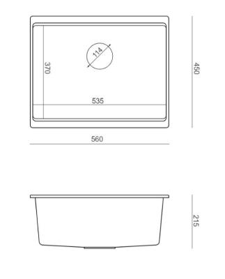 Évier sous-plan en granit blanc Quadri Newport II, blanc, 560x450mm , avec bouchon doré 1208967451