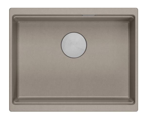 Quadri Newport II évier sous-plan en granit taupe 560x450mm avec bouchon et couvercle de vidange en inox 1208967453