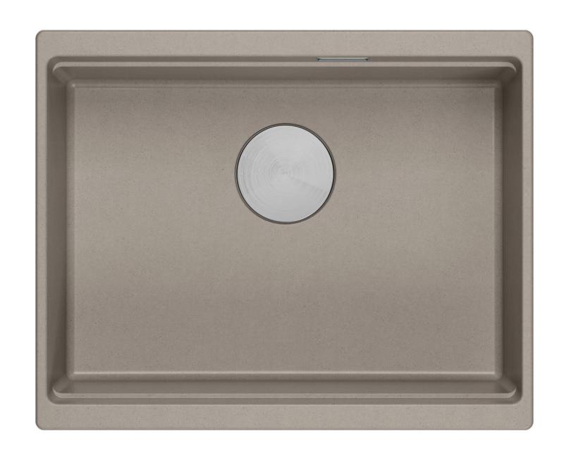 Quadri Newport II évier sous-plan en granit taupe 560x450mm avec bouchon et couvercle de vidange en inox 1208967453
