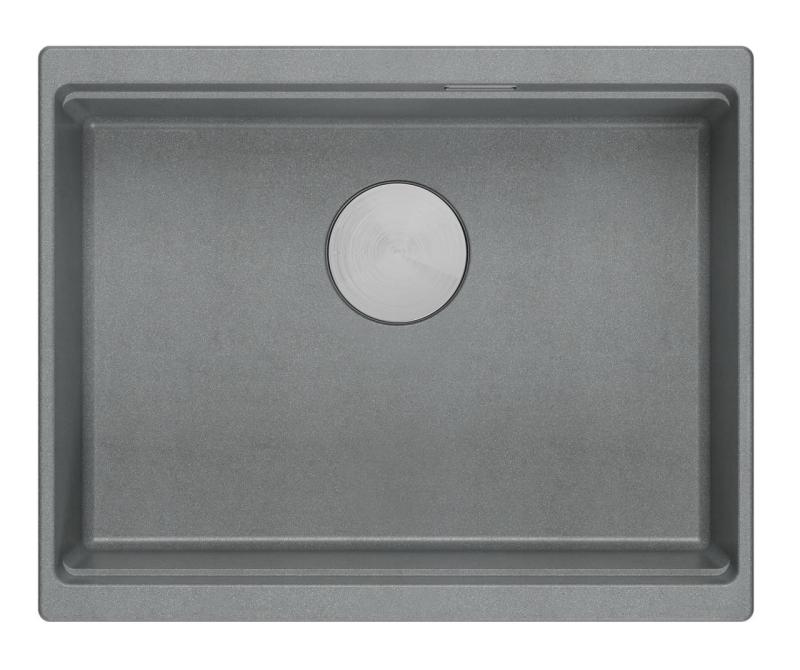 Quadri Newport II évier encastré en granit gris 560x450mm avec bouchon en inox et bonde 1208967456